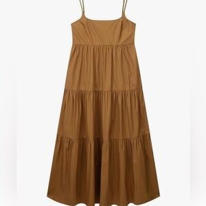 Nine West Caramel Tiered Maxi Dress with Spaghetti Straps